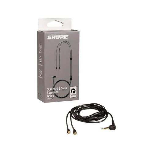 Shure Earphone Replacement Cable for SE Sound Isolating Earphones with MMCX Connection Detachable Cables (SE215, SE315, SE425, SE535, SE846) - 64-inches Long, Black (EAC64BK) - color: Black Cable, size: 64" Cable