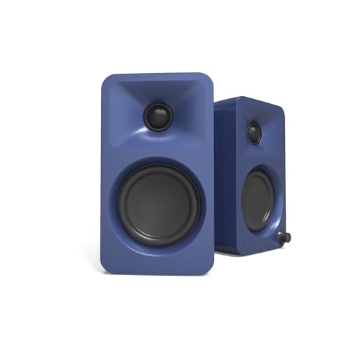 Kanto ORAMU 100W Powered Reference Desktop Computer Speakers with Bluetooth 5.0 and USB-C Input | Bi-Amplified | 100 Hz Automatic Crossover | Reference Quality Sound | Pair | Indigo - color: Indigo, size: 3" Woofer - 100 Watts