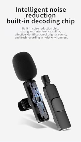 Wireless Microphone for iPhone/Android/PC/Tablets,Wireless Lavalier Microphone with USB-C/Lightning Plug, Video Recording - Clip on Microphones for YouTube Tiktok Podcast Vlogging
