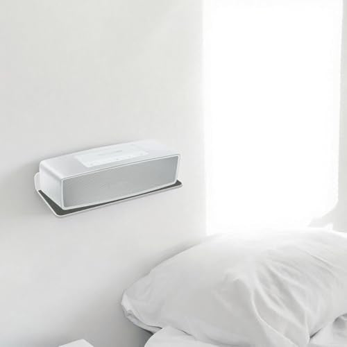 Wall Shelf Speaker Stand, Small Wall Holder Speaker Mount for Webcam, Cell Phones, Display Shelf Acrylic Floating Shelf (9-Inch (White)) - color: White