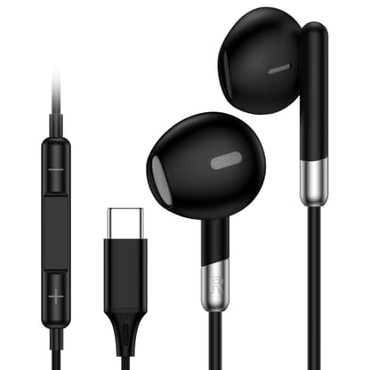 Google Pixel Wired Earbuds Earphones for Pixel 10a 10 10 Pro Fold 9a 9 8 7 | USB C Headphones Ear Buds Wired for iPhone 17e 17 Pro Max 17 Pro 17 Air 16e 16 Pro Max 16 Plus 16 15 14 with Microphone - color: Black