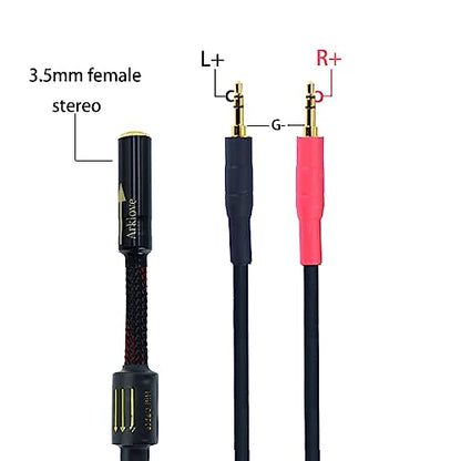 Arklove 3ft Shielded 1/8" aux Input 3.5mm Female to 2X 3.5 Output Splitter Stereo Audio Video Cable Out 3.5 Male to Two 3.5 Male in Dual Speaker Cord 24k Gold Plated - size: 3ft, style: 3.5mm to dual 3.5(L+R)