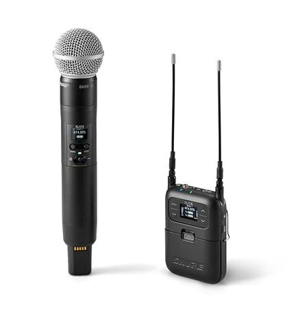 Shure SLXD25/SM58 Portable Digital Wireless System with SLXD2 Handheld Transmitter with SM58 legendary Cardioid Dynamic Vocal Microphone and SLXD5 Single-Channel Receiver | G58 Band (SLXD25/SM58-G58) | SLXD2 Handheld Transmitter, G58 Band (SLXD25/SM58-G58