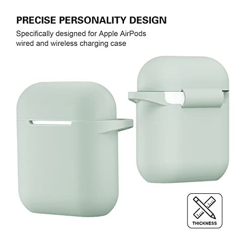 Compatible with AirPods Case Cover, Full Protective Silicone Skin Dust-Proof Designed for Apple AirPods 1st 2nd Generation with Keychain, Front LED Visible, Fog - color: C-Fog