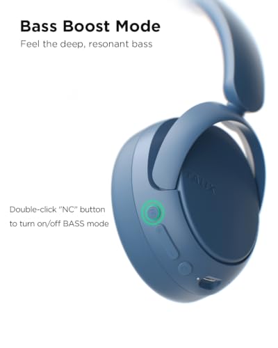 TALIX H30 Hybrid Active Noise Cancelling Headphones, 110H Playtime Hi-Res Audio Bluetooth 6.0 Wireless Over Ear ANC Headphones for Commute/Travel (Blue) - color: Blue