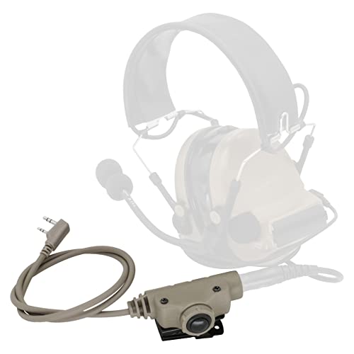 HEARFALCOM U94 PTT Tactical Headset Adapter V2 PTT Push to Talk Adapter Kenwoo 2 Pin Ptt Compatible with Civilian Version Tactical Headset Suitable for Airsoft Hunting Sports (DE 1) - color: sand