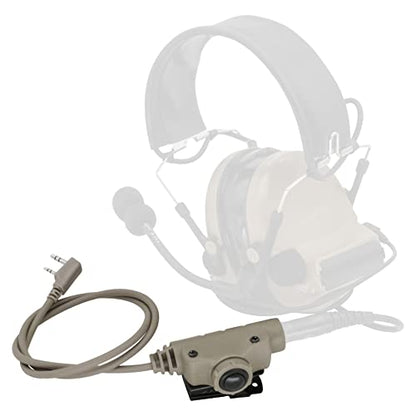 HEARFALCOM U94 PTT Tactical Headset Adapter V2 PTT Push to Talk Adapter Kenwoo 2 Pin Ptt Compatible with Civilian Version Tactical Headset Suitable for Airsoft Hunting Sports (DE 1) - color: sand