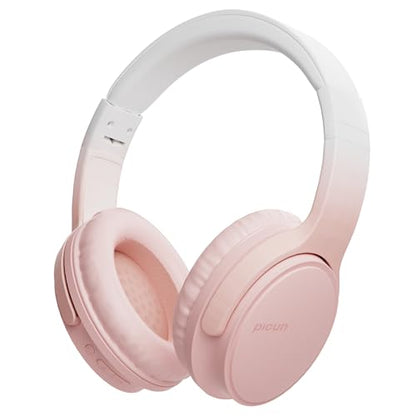 Wireless Headphones, Bluetooth Over Ear Headsets with Microphone, Hi-Fi Audio, 60H Playtime, Touch Control, Foldable Lightweight, On-Ear Headphones for Girls Women, Travel, Work, - color: Cherry Blossom Pink