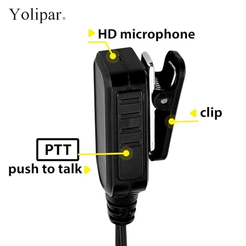 PR400 Earpiece Compatible with Motorola Radio CLS1410 CLS1110 CP200 GP300 GP2000 Walkie Talkie with PTT Mic 2 Pin Headset Single-Wire Surveillance Kit (D-Shaped) - style: D-shaped