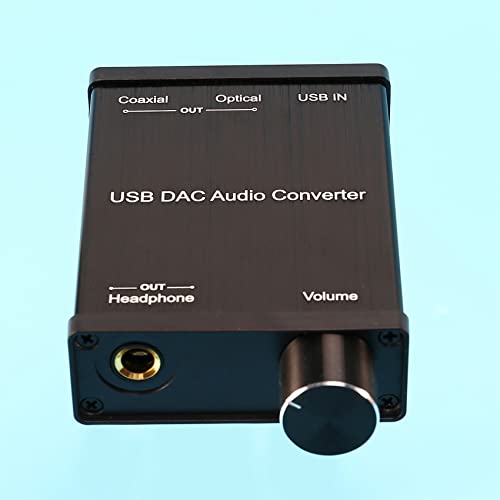 USB to Coaxial S/PDIF Optical 3.5mm/6.3mm Headphone Converter USB DAC Digital to Analog Audio Converter for XP, black