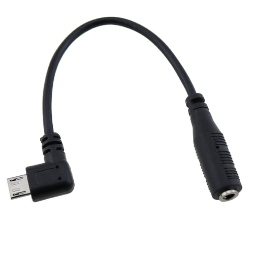 Audio Adapter Cable Black Micro USB to 3.5 Female Audio Elbow Adapter Cable for Headphone Microphone Smartphone and Camera