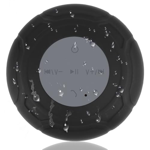 Bluetooth Shower Speaker Waterproof Wireless Mini Small Cute Portable Water Resistant Bathroom Speaker Suction Cup, Handsfree Speakerphone with Built-in Mic,4hrs of Playtime - Black - color: Black