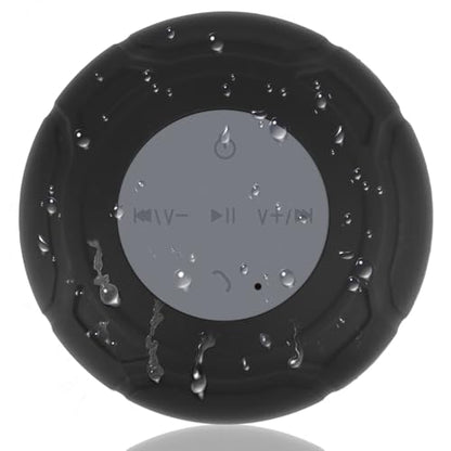 Bluetooth Shower Speaker Waterproof Wireless Mini Small Cute Portable Water Resistant Bathroom Speaker Suction Cup, Handsfree Speakerphone with Built-in Mic,4hrs of Playtime - Black - color: Black