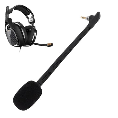 Yunseity 2pcs Replacement Microphones for Astro TR Headset Detachable Boom Mic with Noise Cancelling Clear Sound Gold Plated 3.5mm Plug (Black) - color: Black