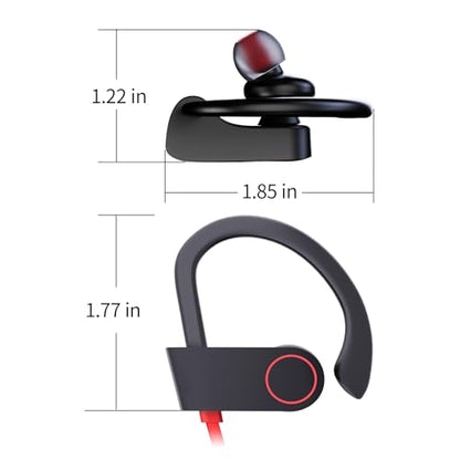 JOYWISE Bluetooth Headphones Wireless Earbuds 16H Playtime Wireless Headphones IPX7 Waterproof Bluetooth 5.3 Running Ear Buds with Mic Stereo in Ear Earphones Sound Isolation for Workout, Sports Red - color: Red