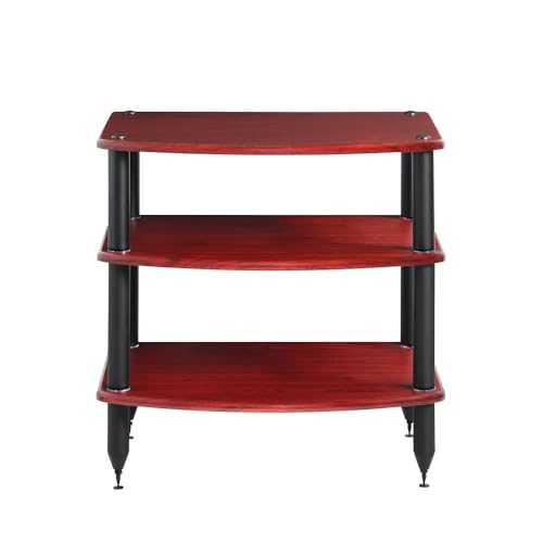 Pangea Audio Vulcan Three Shelf Audio Stereo Rack, Media Stand, and Components Cabinet 3 Shelf Rosenut Red - color: Rosenut Red