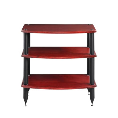 Pangea Audio Vulcan Three Shelf Audio Stereo Rack, Media Stand, and Components Cabinet 3 Shelf Rosenut Red - color: Rosenut Red