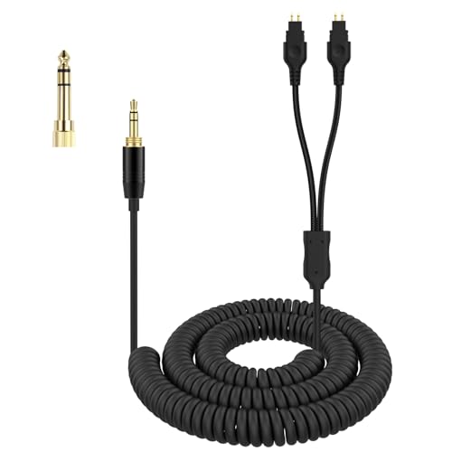 Saipomor Replacement Coiled Audio Cable Compatible with Sennheiser HD660S HD6XX HD650 HD58X HD600 HD580 HD565 HD545 HD535 Headphones – Dual 2-Pin to 3.5mm & 6.35mm Stereo Cable, 5-10FT Coiled Cord