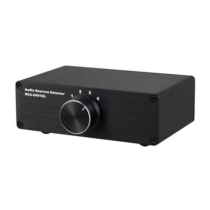 4 to 1 (1 to 4) RCA Audio Source Signal Switch Box Manual Passive Audio Splitter Box 1 in 4 Out HiFi Lossless selector L/R (RCA 0401GL)