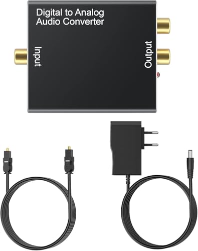 DA Converter Aluminum, 192KHz DAC Digital SPDIF Toslink to Analog Stereo Audio Converter with Optical Cable, R/L 3.5mm Jack, for PS3 PS4 Xbox HDTV Blu-ray Sky HD Apple TV