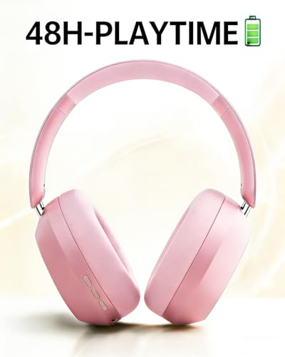Wentronic Y05 Wireless Bluetooth Headphone, Noise Cancelling, Pink | Wireless Over-Ear Headphones, Hi-Res Audio, 48H Playtime, Built-in Mic, Comfort & Connectivity, Works with iOS, Android & PC - color: Pink