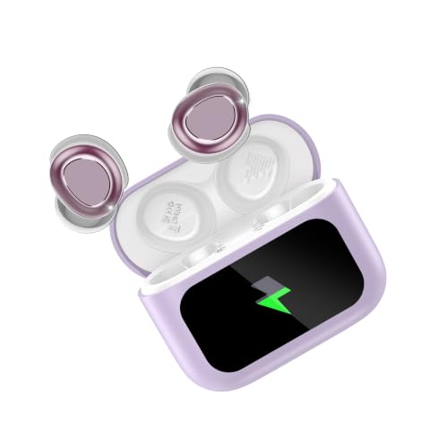 Touch Screen Sleep Headphones, Small Design Mini Sleep Earbuds for Side Sleepers, 48H Playtime Sleep Earphones Clear Calls, Magenta Purple