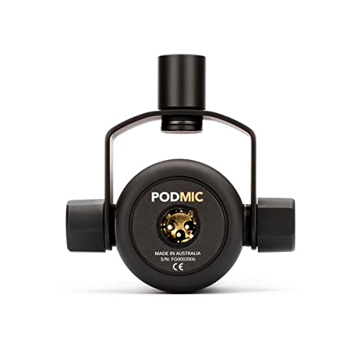 Rode PodMic Dynamic Podcasting Microphone Black, Pair, Bundle with 2X Broadcast Arms and 10' XLR Cables, Turnstile Audio Headphones