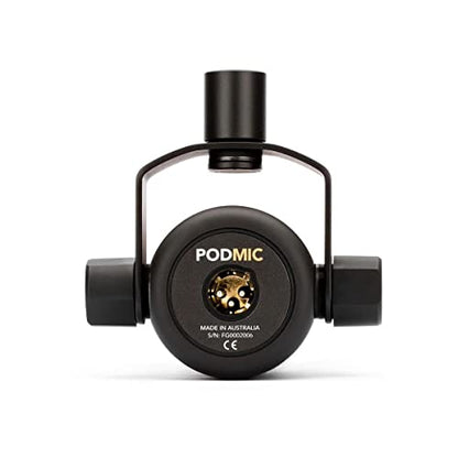 Rode PodMic Dynamic Podcasting Microphone Black, Pair, Bundle with 2X Broadcast Arms and 10' XLR Cables, Turnstile Audio Headphones