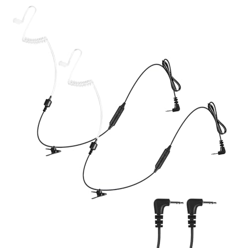1-Pin 2.5MM Walkie Talkies Earpieces with Mic Covert Air Acoustic Tube Headset for Motorola Talkabout MH230R MR350R T200 T200TP T260 T260TP T600 MT350R Two Way Radio (2 Pack)