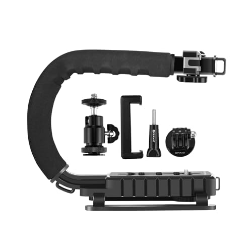 PULUZ U/C Shape Video Action Stabilizing Handle Grip Handheld Stabilizer Kit with Phone Clamp & Quick Release Buckle & Long Screw for Canon Sony Nikon Cameras and Home DV Camera Smartphones - style: stabilizer kits 1