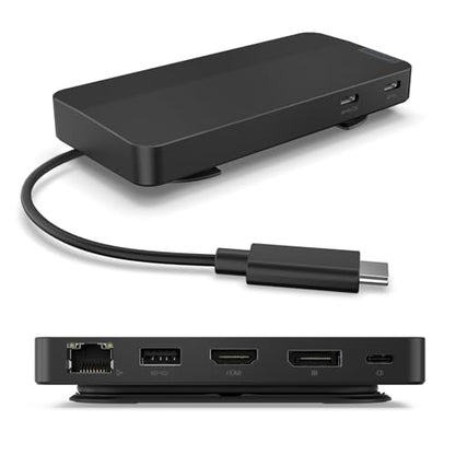 Lenovo USB-C 듀얼 디스플레이 여행용 도크 - 7 포트, 통합 케이블, 범용 호환성, 4K에서 디스플레이 2개 - 블랙 - style: USB 도크