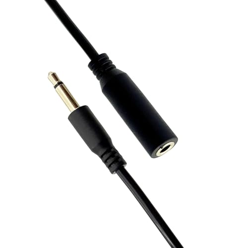 Seadream 3.5mm Coiled Audio Extension Mono Cable, 3.5mm 1/8" Male to Female TS Monaural Mini Mono Cable, Black, Spiral Aux Cord, Headphone Extender