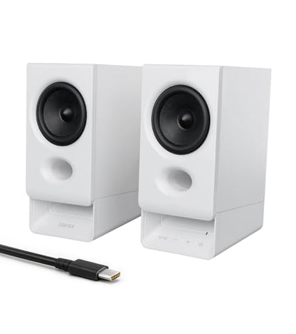 Edifier R20BT Computer Speakers, Touch Controls, AUX & USB-C Inputs, White | 2.75" Full-Range Drivers, Bluetooth 6.0, Headphone Jack, Custom Ambient Light & Sound Profiles via APP - color: White