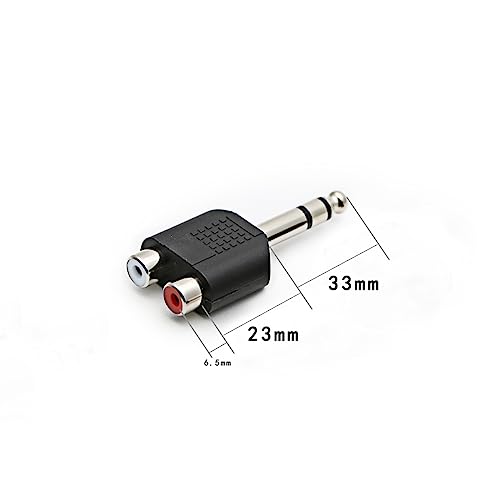 3pcs 1/4" 6.35mm/6.5mm Stereo Male to Dual RCA Female Adapter Stereo Male to Dual RCA Female Audio Adapter for Sound Equipment (Double Channel) - color: 2PCS 2RCA TO 6.35MM