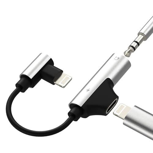 Lightning to 3.5mm Headphone Jack Adapter(2in1)for iPhone 14 13 Pro Max Dongle AUX Audio Cable Charger Splitter for Apple MFI Certified for iPad Connector Earphone Converter Car Auxiliary Accessories