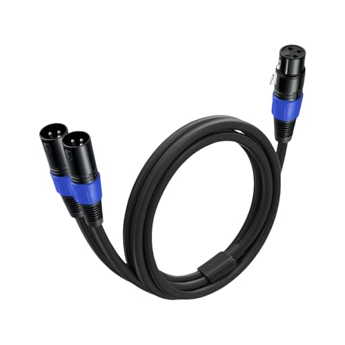 1 Pack XLR Splitter Cable 1.6 FT, 1 Female to 2 Male Patch Y Cable, Balanced Microphone Splitter Cord Audio Adaptor, Used for Microphone, Effector, Mixer, Equelizer, DMX LED, Amplifier, Guitar - size: 1.6 Foot, 1 Pack, style: 1 Female to 2 Male