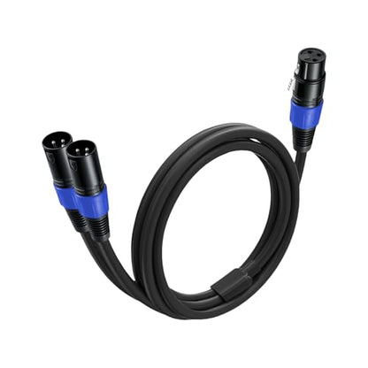 1 Pack XLR Splitter Cable 1.6 FT, 1 Female to 2 Male Patch Y Cable, Balanced Microphone Splitter Cord Audio Adaptor, Used for Microphone, Effector, Mixer, Equelizer, DMX LED, Amplifier, Guitar - size: 1.6 Foot, 1 Pack, style: 1 Female to 2 Male