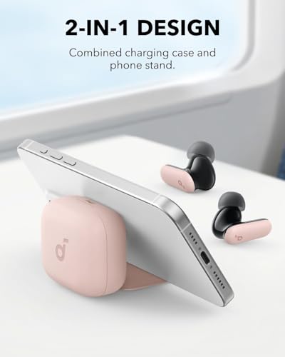 Soundcore P30i by Anker Noise Cancelling Earbuds, Hands-Free Viewing | Strong and Smart Noise Cancelling, Powerful Bass, 45H Playtime, 2-in-1 Case and Phone Stand, IP54, Bluetooth 5.4 - color: Pink