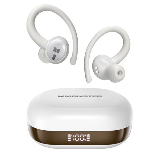 Monster N-Lite 216 Wireless Earbuds, Bluetooth 6.0 Headphones Noise Cancelling, Comfort Fit Ear Buds, Deep Bass Over Ear Buds 48H Playtime IPX6 Waterproof Earphones for Running/Workout/Gym