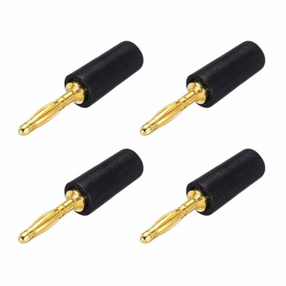 MECCANIXITY 4 Pcs 2mm Banana Plugs, 10A 6mm OD 26.5mm Length Speaker Wire Cable Plugs Connectors, Banana Jack Connector for Speaker Wire Audio Cable, Black - color: Black