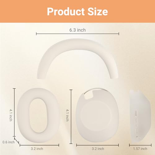 3 in 1 Ear Pads Cover Compatible with Sony WH-1000XM6 Protective Silicone Headphone Case Accessories for Sony WH-1000XM6 Ear Pads - Light Gray - color: Platinum Silver