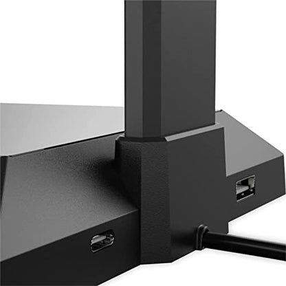 Headphone Stand Headset Stand Gaming Headphone Stand Wired Headset Desk Dual Hanger Base with Phone Holder 2 USB Port Headphone Stand for Desk