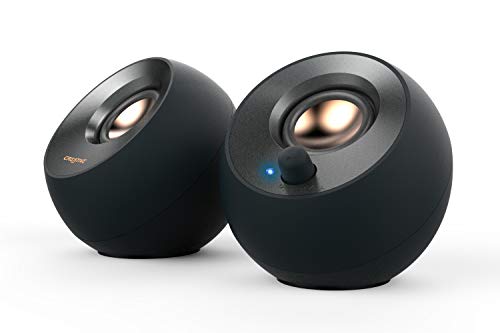 Creative Pebble V2, 2.0 USB Desktop Stereo Speakers for PC/Laptop, Black | 2.0 desktop speakers, USB-Powered, Compact, Stereo, Desktop Speakers, PC Audio, Minimal Design, Laptop Speakers, Black