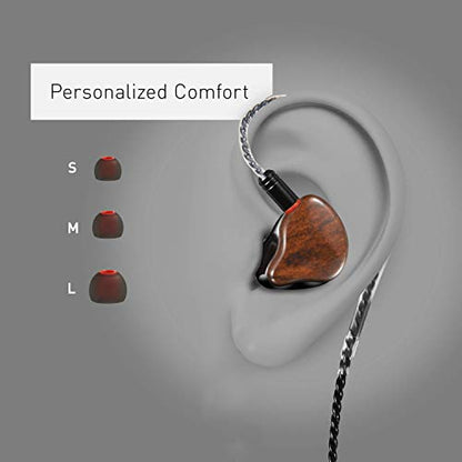 in Ear Monitor Headphones, HiFi Stereo IEM Earphones, Dynamic Dual Driver Wired Earbuds with Detachable Cable, Noise Canceling Headset for Singers Musicians Drummers Audiophile (Wood Grain) | HiFi IEM, Dual Dynamic Driver Wired Earbuds, Noise Canceling In