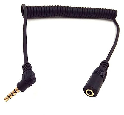 Coiled Stereo Audio Cable, 90 Degree 3.5mm 4 Pole TRRS Male to Female Spring Aux Adapter Translator Cable for Home/Car Stereo,Phone,Headset and More(M/F TRRS)