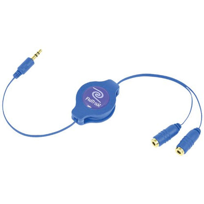 ReTrak Retractable Headphones Splitter, Blue ( ETCABLESPLBU) - color: Blue