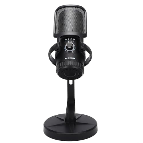 Docooler USB Condenser Dynamic Microphone with ENC Noise Reduction Quick Mute RGB Lighting Volume Gaming Microphone Control for Laptop Desktop PC Gaming Live Streaming Recording