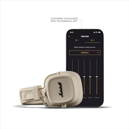 Marshall Major V Wireless On-Ear Bluetooth Headphones - 100+ Hr Playtime | Detachable Audio Cable | Microphone for Calls | Lightweight, Foldable Design for Travel - Cream - color: Cream