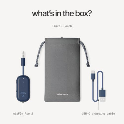 Twelve South AirFly Pro 2, Bluetooth Adapter, Pair 2 AirPods, Coastal Blue | Pair 2 AirPods or Wireless Headphones – 3.5mm AUX Bluetooth Transmitter and Receiver for Cars, Boats, Treadmills, TVs & More - color: Coastal Blue, style: AirFly Pro 2