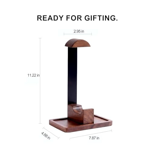 Headset Stand with Gaming Controller Holder, Wood Stand